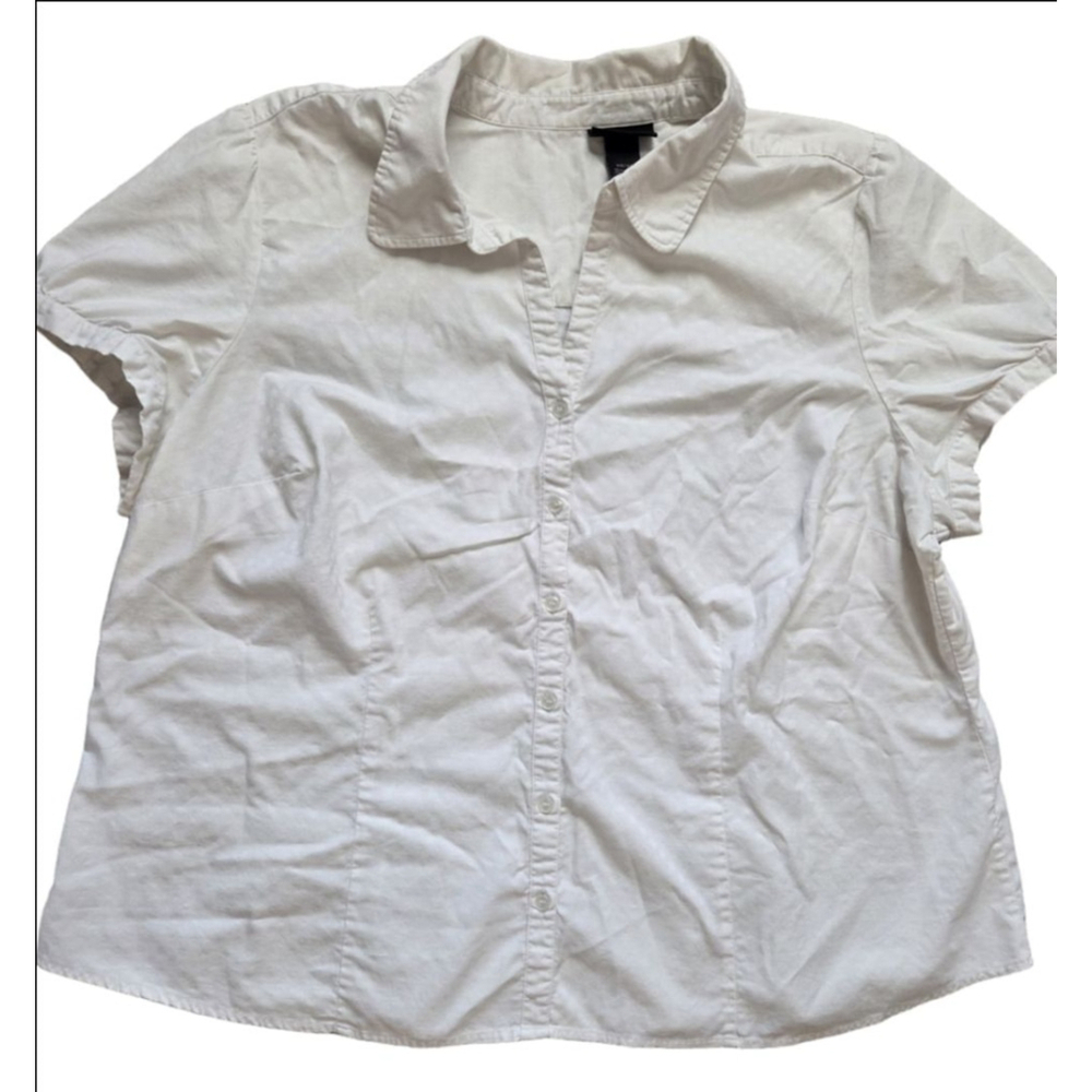 Women's Lane Bryant Plus White Short Sleeve Button Down Shirt 26/28